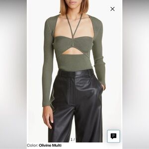 Jonathan Simkhai Olive Cutout Crop Top